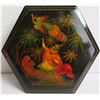 Image 1 : Russian Lacquer Jewelry Box, Hexagonal Hand Painted Signed, 6"W