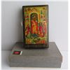 Image 1 : Russian Lacquer Jewelry Box, Rectangular Hand Painted Signed 4.25"x 8"
