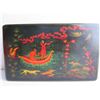 Image 1 : Russian Lacquer Jewelry Box, Rectangular Hinged Lid Hand Painted Signed 4"x 6.5"