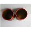 Image 8 : Pair of Painted Russian Vases - Floral Red, Black, Gold 9" Tall
