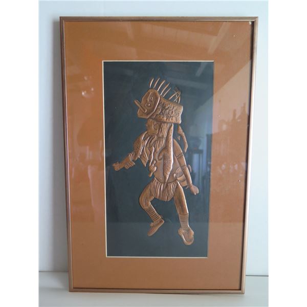 Framed Art, Metal Engraved Native Print 12" x 18"
