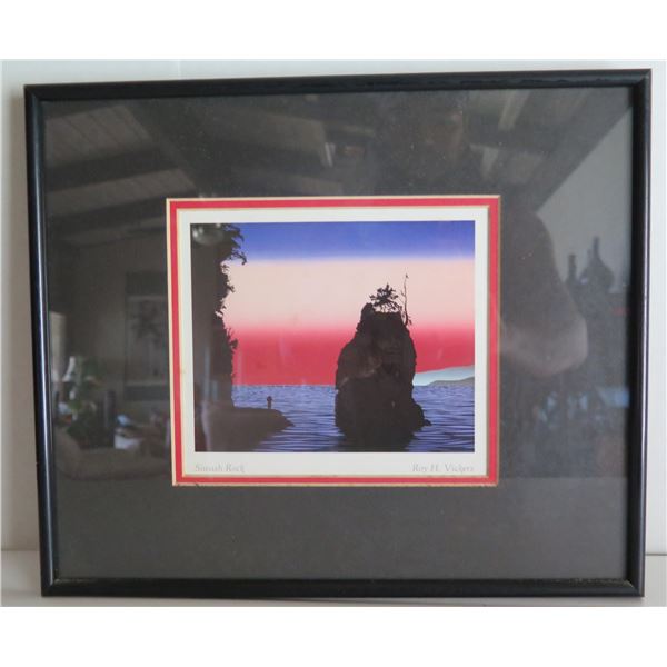 Framed Art, "Siwash Rock" Roy H. Vickers Signed Print 13" x 11"