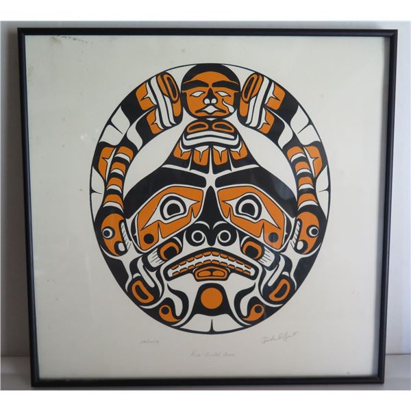 Framed Art, Kiva-Gulth Moon Limited Edition, Richard Hunt Signed Print 19" x 18"