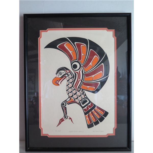 Framed Art, "Kwagiulth Eagle" Limited Edition Richard Hunt Signed Print 17" x 22"