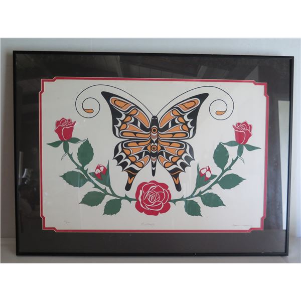 Framed Art, "Butterfly" Limited Edition Eugene Isaac Signed Print 30" x 22"
