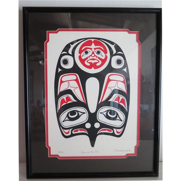 Framed Art,"Raven and the Sun" Limited Edition J. Bradley Hunt Signed Print 16" x 20"