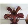 Image 2 : Asian Wood Carved Dragons, Eagle & Fish Figurine, 19"Tall