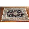 Image 1 : Persian Rug, Hand Woven Floral Motif Black/Cream/Maker's Mark 69" x 44"