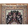 Image 2 : Persian Rug, Hand Woven Floral Motif Black/Cream/Maker's Mark 69" x 44"