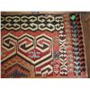 Image 2 : Woven Runner Rug, Geometric Pattern Rust/Black/Green/Blue 150" x 36"