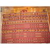Image 2 : Woven Rug, Geometric Pattern Red/Yellow/White/Blue 83" x 56"