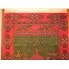 Image 2 : Persian Rug, Temple Motif Red/Green 35" x 24"