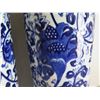 Image 8 : Qty 2 Asian Ceramic Cylindrical Vases, Floral Motif Blue/White 7" Dia, 18"H"