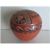 Image 2 : Jemez Pueblo Pottery Seed Pot, Geometric Design, Signed Caroline G Loretto 10" x 9"