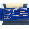 Image 2 : Keuffel & Esser Set of Drawing instruments, Leather Covered Case, Lined w/ Blue Velvet