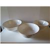 Image 2 : Qty 3 Italian Ceramic Bowls, White w/Raised Fruit Design, Tan Border