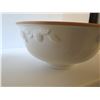 Image 8 : Qty 3 Italian Ceramic Bowls, White w/Raised Fruit Design, Tan Border