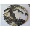 Image 2 : Qty 3 Dishes, Kalmar Cabaret Trays in Teak Frame 18" W, Round Stone 10" Dia, Metal Sugar Dish