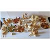 Image 1 : Qty 15 Small Wood Carved Animals, 5 Painted Birds on Wooden Disc