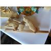 Image 2 : Qty 15 Small Wood Carved Animals, 5 Painted Birds on Wooden Disc
