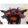 Image 2 : Chinese Palace Lantern, Carved Wood w/Red Fabric Screen 25" Tall