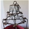 Image 1 : Chinese Lantern, Metal Wire Frame & Red Fabric Shade w/Stand 30" Tall