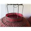 Image 2 : Chinese Lantern, Metal Wire Frame & Red Fabric Shade w/Stand 30" Tall