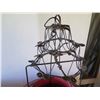 Image 8 : Chinese Lantern, Metal Wire Frame & Red Fabric Shade w/Stand 30" Tall