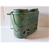 Image 3 : Asian Ceramic w/ Metal Handle Bird Motif Green Stamped Fujibayashi  7" Tall