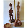 Image 1 : Wooden Clay and Carved Wood Figures, Form & Small Plate