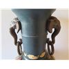 Image 3 : Asian Vase on Matching Stand, Raised Animal Motifs, Damaged