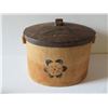 Image 3 : Wooden Lidded Jar  w/ Inlaid Floral Motif 7" Tall
