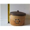 Image 8 : Wooden Lidded Jar  w/ Inlaid Floral Motif 7" Tall