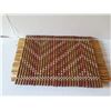 Image 2 : Qty 3 Carved Wooden Bowl, Woven Bamboo Trivet & Fiber Woven Bag