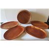 Image 1 : Qty 5 Wooden Serving Platters & Bowl Yellow Poinciana House of Kalai 10" Dia, Kamani 14" W