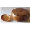 Image 1 : Qty 2 Turned Wooden Bowl w/Lid  13" Dia & Plate 10" Dia