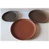 Image 1 : Qty 3 Asian Clay Plates, Misc Sizes Rust/Brown Maker's Mark