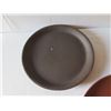 Image 2 : Qty 3 Asian Clay Plates, Misc Sizes Rust/Brown Maker's Mark
