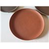 Image 3 : Qty 3 Asian Clay Plates, Misc Sizes Rust/Brown Maker's Mark