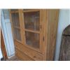 Image 4 : Tall Wooden Cabinet w/ Glass Doors, 5 Shelves 2 Drawers 36" x 13" x 79"
