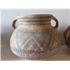 Image 10 : Qty 4 Painted Clay Vases, 3 w/ Handles, Misc Sizes