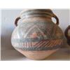 Image 11 : Qty 4 Painted Clay Vases, 3 w/ Handles, Misc Sizes