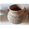 Image 8 : Qty 4 Painted Clay Vases, 3 w/ Handles, Misc Sizes