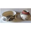 Image 1 : Qty 2 Native American Pueblo Clay Bowl Signed Malcom Chun & Jar Signed Carol Namoki