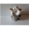 Image 2 : Native American Indian Acoma Wedding Vase w/ Twisted Handle, Signed M S Juanico 7.5" Tall