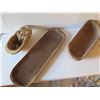 Image 2 : Qty 3 Hand Carved Wooden Serving Dishes