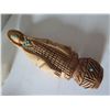 Image 8 : Qty 3 White Stone w/ Bear Design Signed, Raw Crystal Piece, Wood Carved Zuni Female Figurine