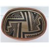 Image 2 : Native American Indian Clay Bowl, Oval Black/White Motif (Cracked in places) 8" W