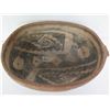 Image 2 : Native American Indian Clay Bowl, Oval Black/White Motif Signed (Cracked & Worn)