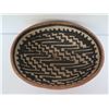 Image 2 : Native American Indian Clay Bowl, Oval Black/White Geometric  6"W